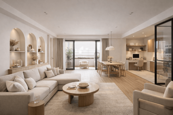 捨棄電視牆設計！裝潢裝修打造開闊客廳與多功能生活場域